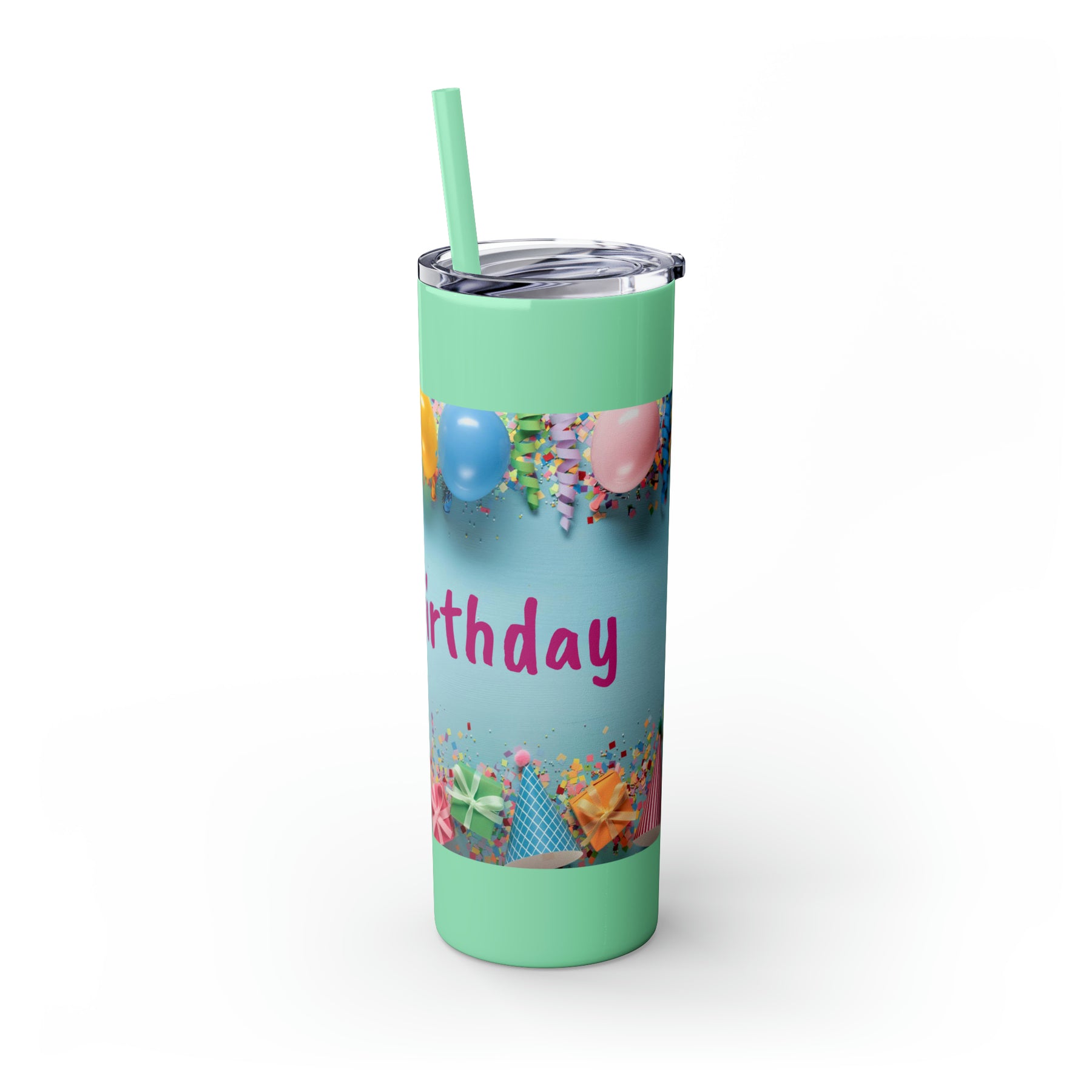 Birthday Skinny Tumbler with Straw – Celebrate in Sip-worthy Fashion!, 20oz - Ira World Art LLC