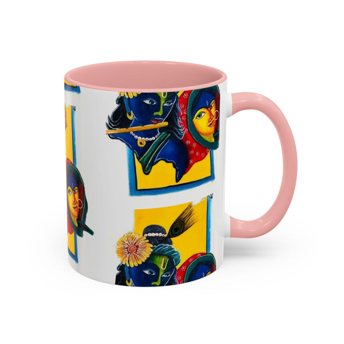 Colorful Ceramic Mug with Unique Hindu Art Design, 11oz & 15oz Aesthetic Gift - Ira World Art LLC