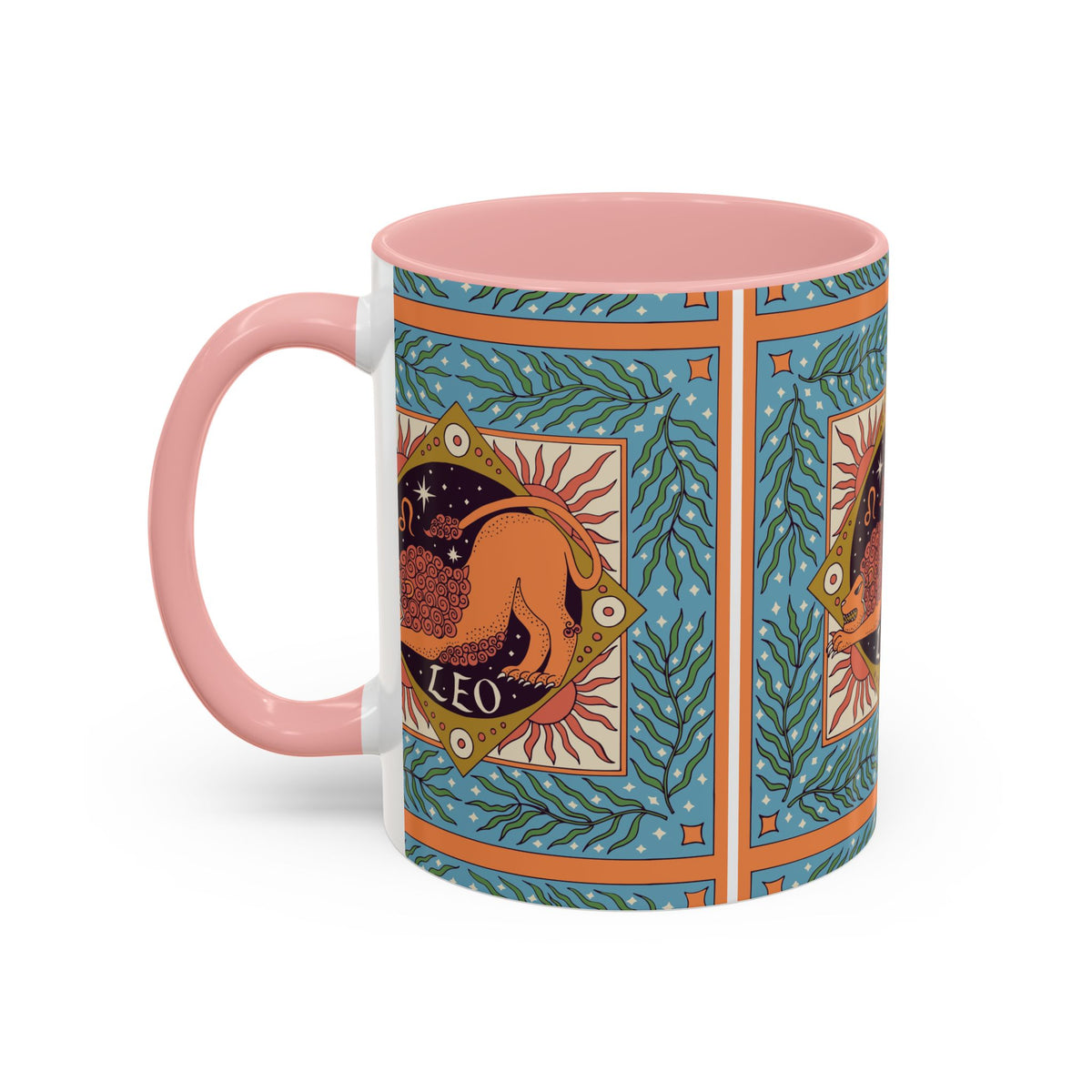 Vibrant Leo Zodiac Coffee Mug, Custom Ceramic 11oz & 15oz Colorful Design - Ira World Art LLC