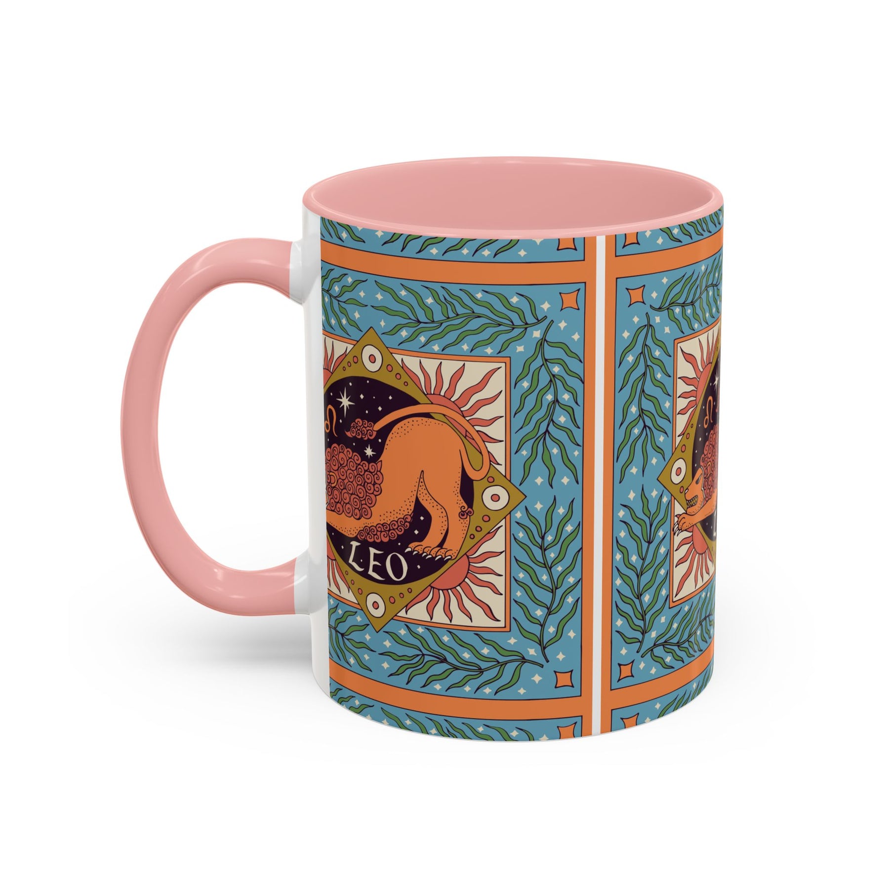 Vibrant Leo Zodiac Coffee Mug, Custom Ceramic 11oz & 15oz Colorful Design - Ira World Art LLC