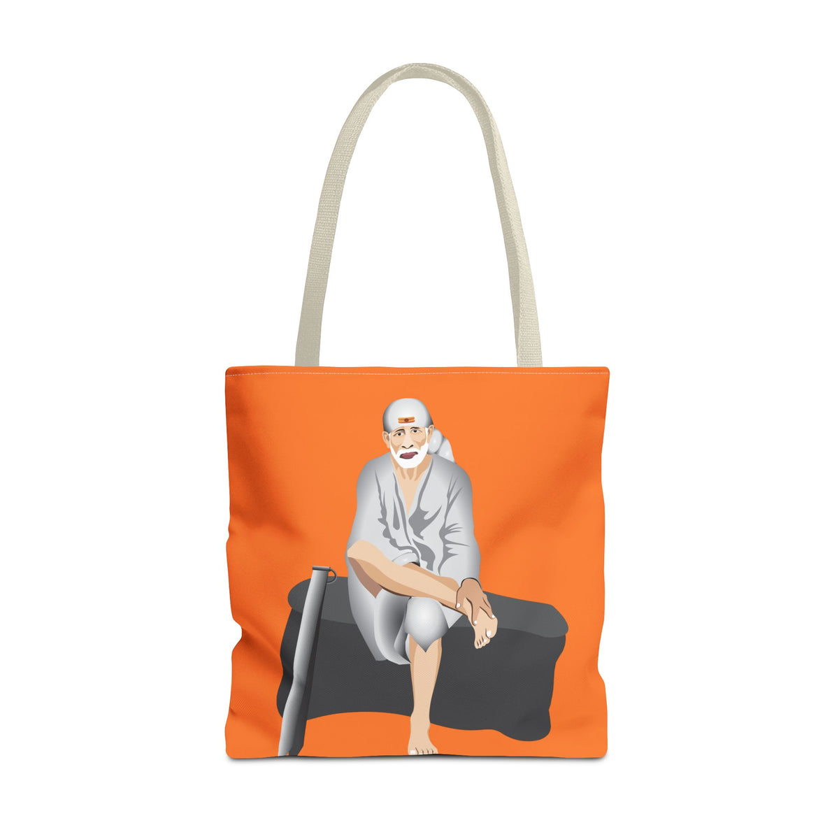 Sai Baba Tote Bag, Religious Shopper Bag, Guru Printed Carryall, Spiritual Shoulder Tote, Holy Canvas Handbag, Indian Deity Market Tote, - Ira World Art LLC