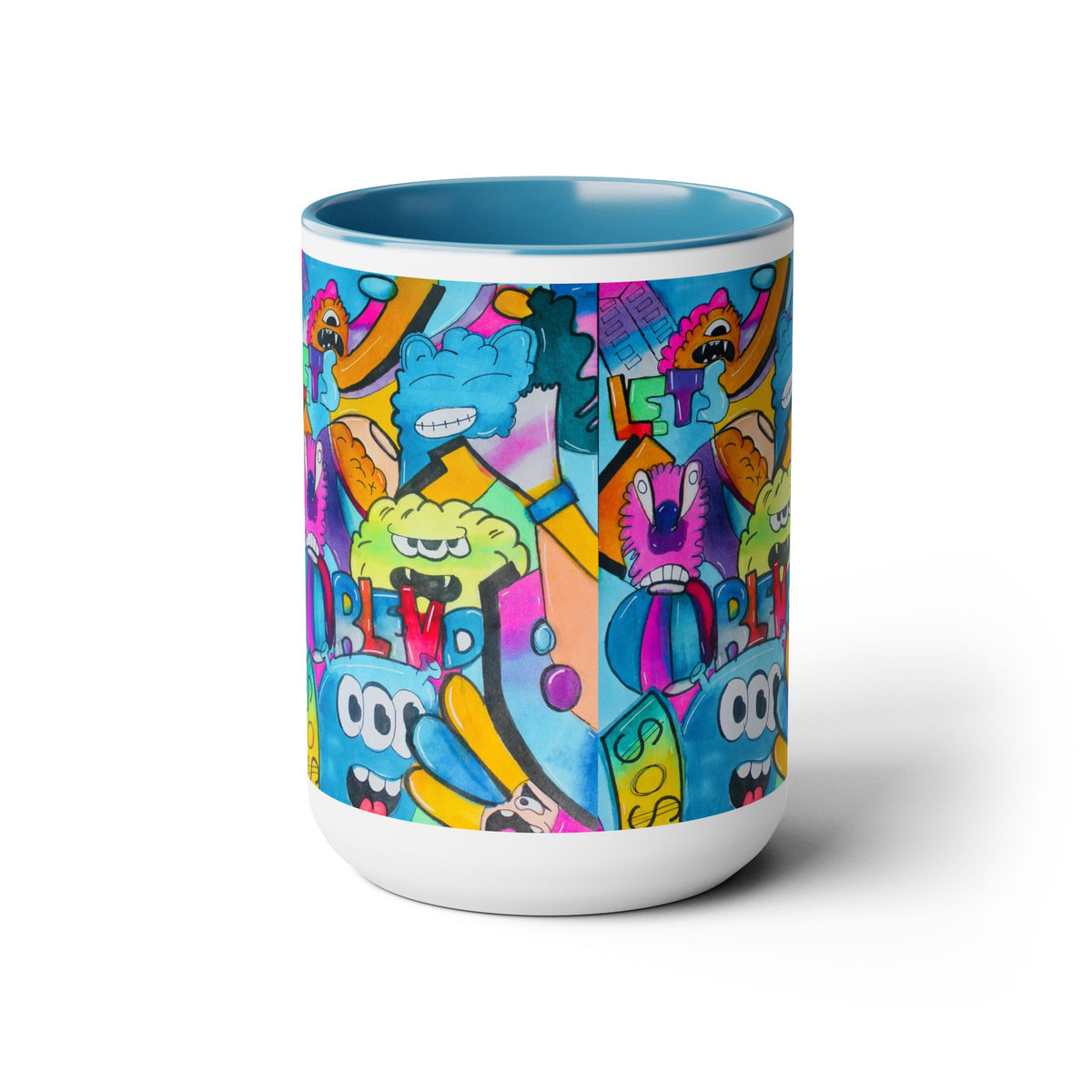 Colorful Two-Tone 15oz Kids Mug with Durable Ceramic, School & Toddler Design - Ira World Art LLC