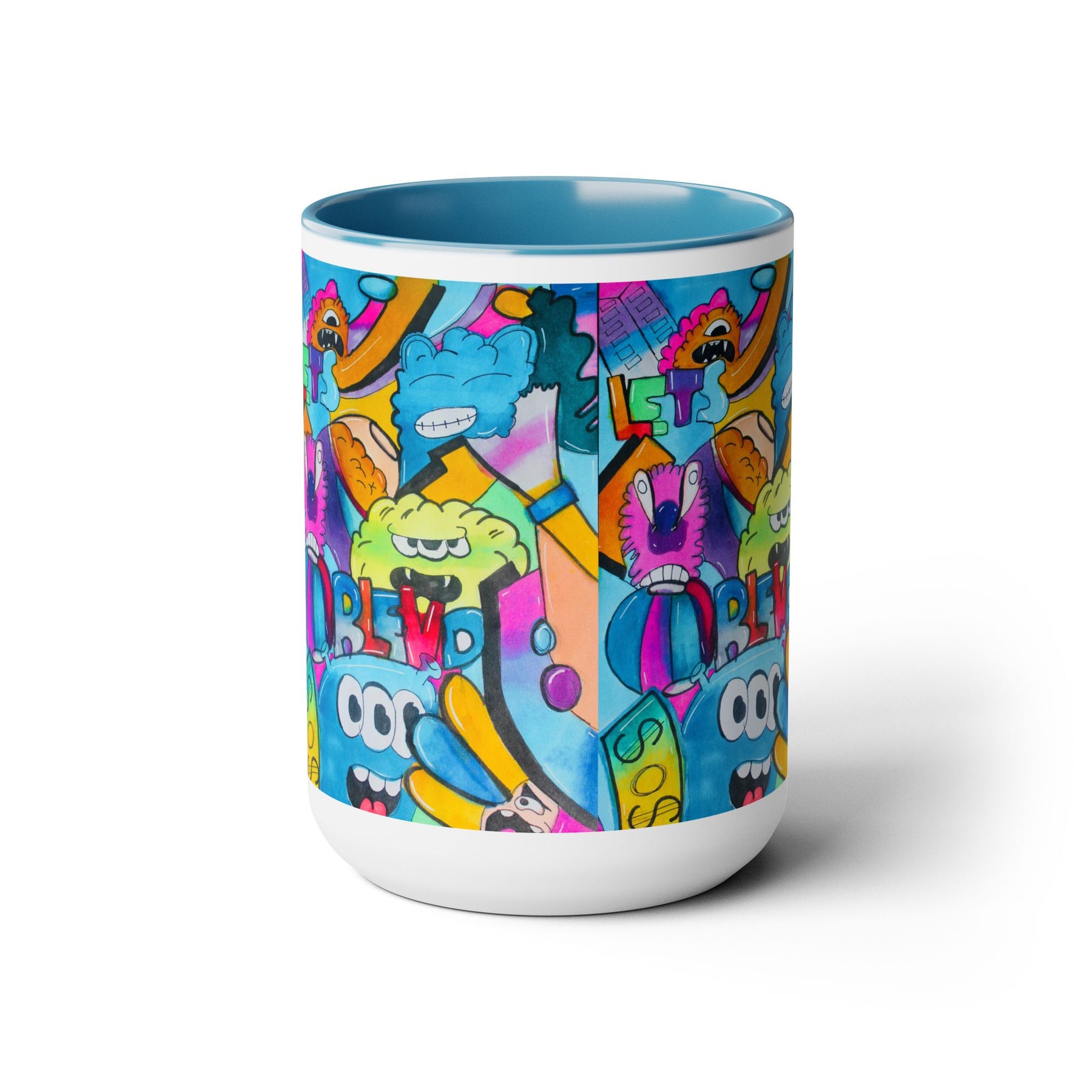 Colorful Two-Tone 15oz Kids Mug with Durable Ceramic, School & Toddler Design - Ira World Art LLC