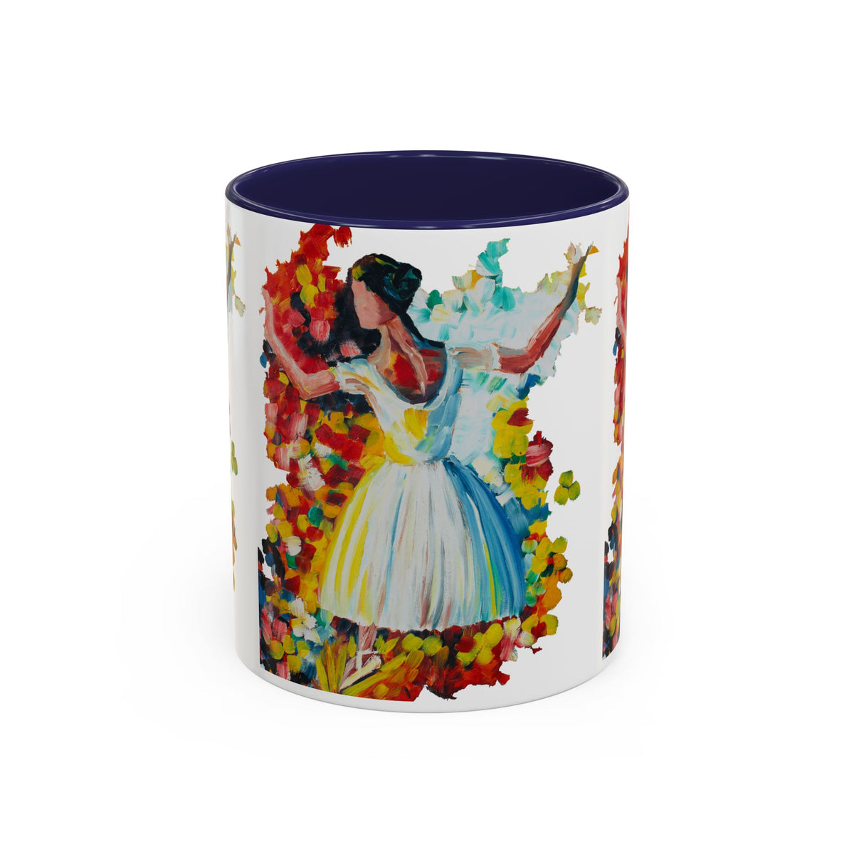 Colorful Ballet Latte Mug, Artistic Ceramic Coffee Cup with Floral Design - Ira World Art LLC