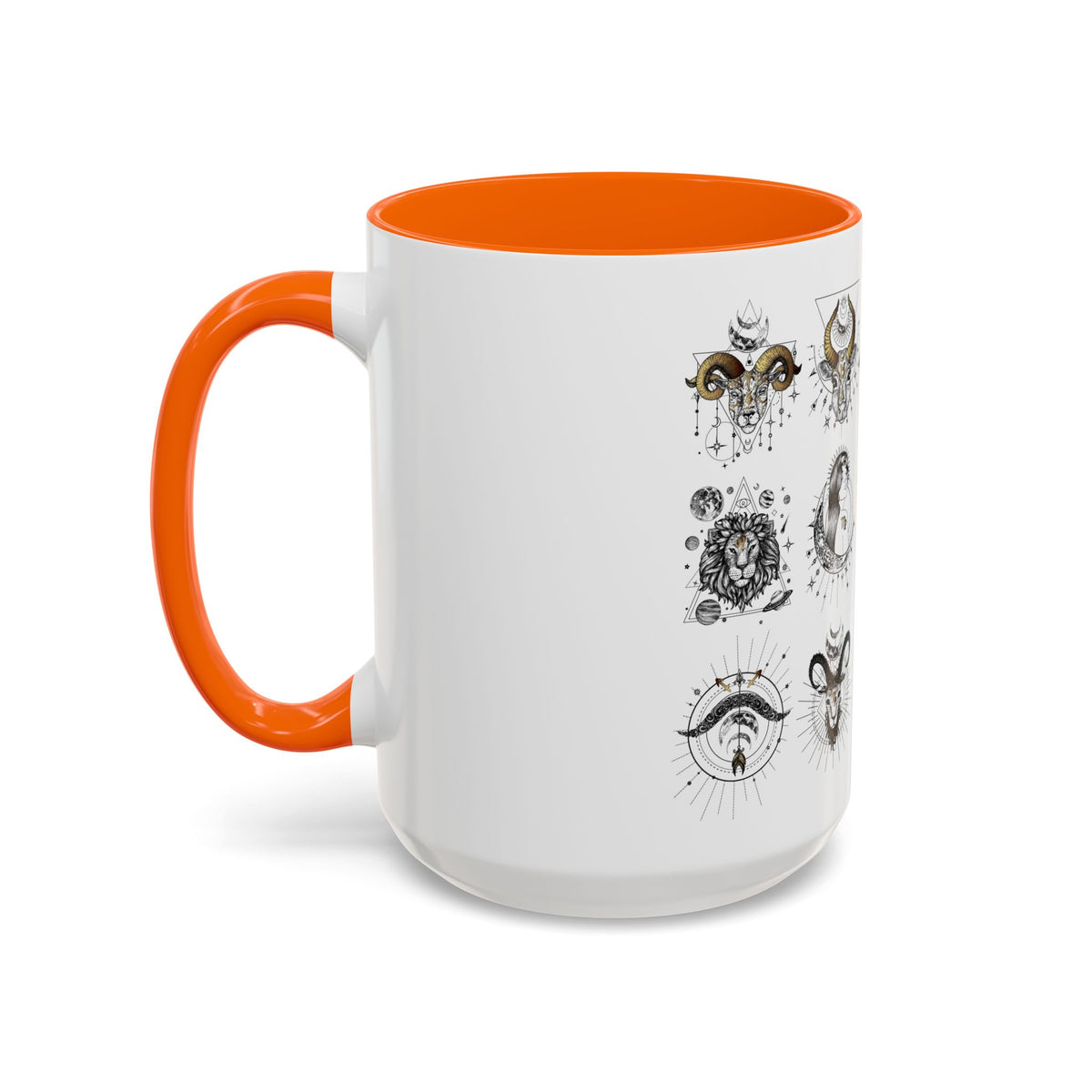 Zodiac Accent Ceramic Coffee Mug with Vibrant Horoscope Design 11oz & 15oz - Ira World Art LLC