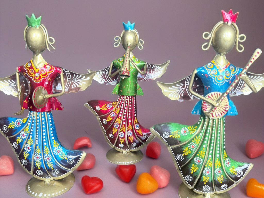 Set of 3 Traditional Rajasthani Folk Art Decor - Ira World Art LLC