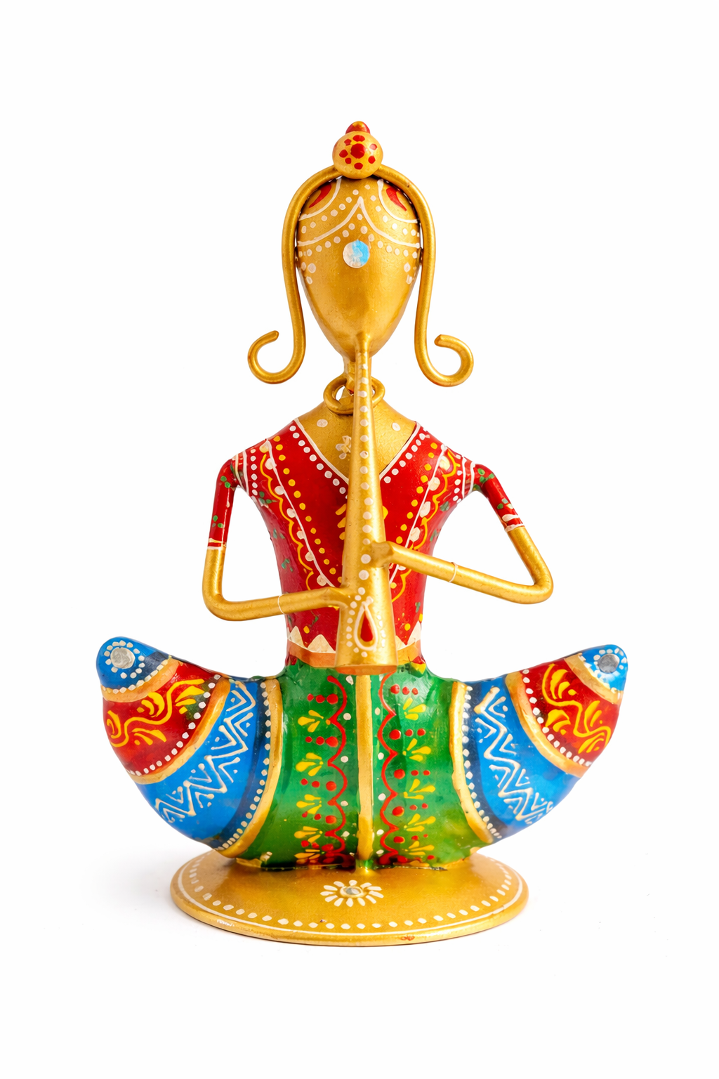 Handmade Indian Folk Dancer Figurines; Metal Multicolor Rajasthani Wall Hanging Sculpture Decor - Ira World Art LLC