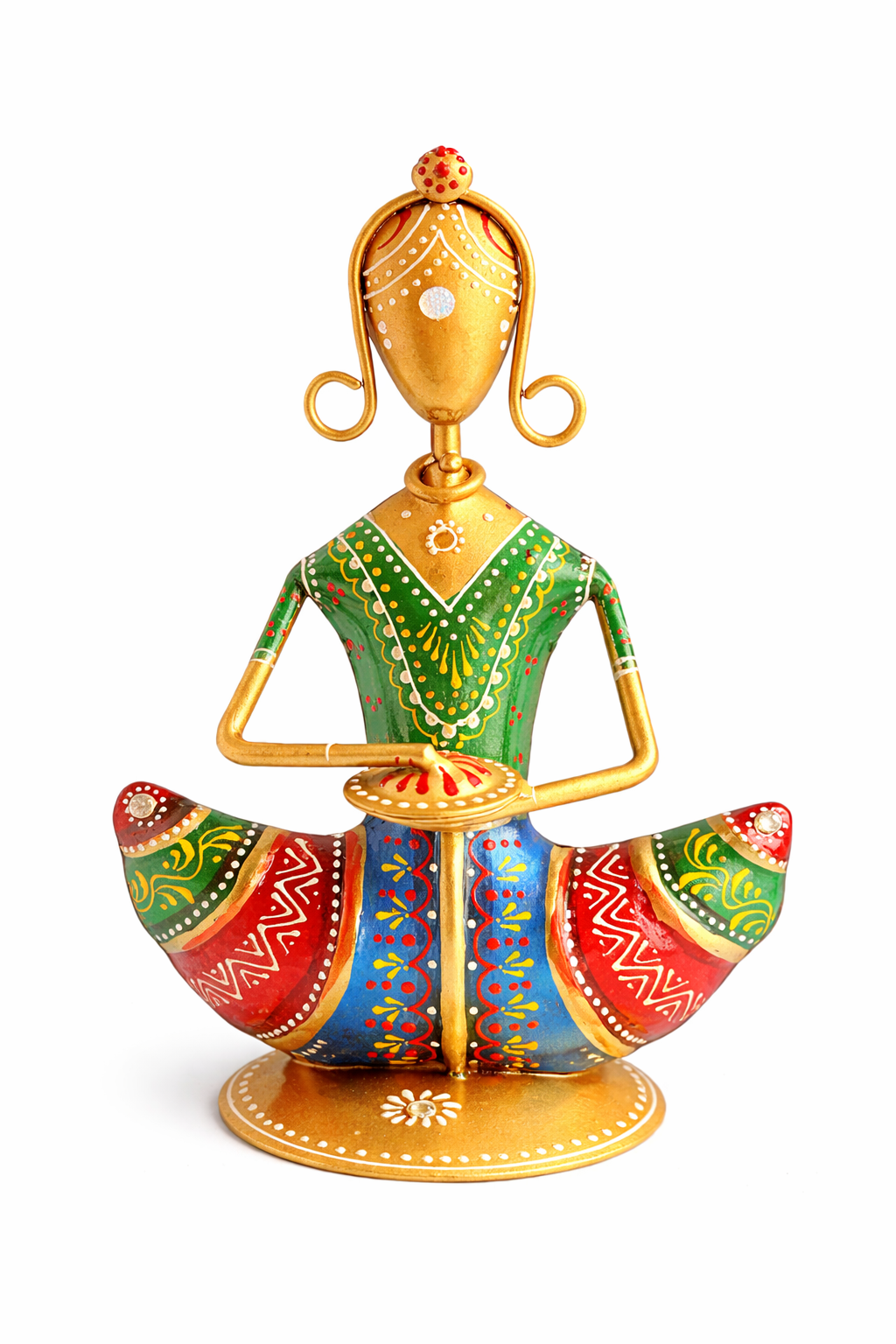 Handmade Indian Folk Dancer Figurines; Metal Multicolor Rajasthani Wall Hanging Sculpture Decor - Ira World Art LLC
