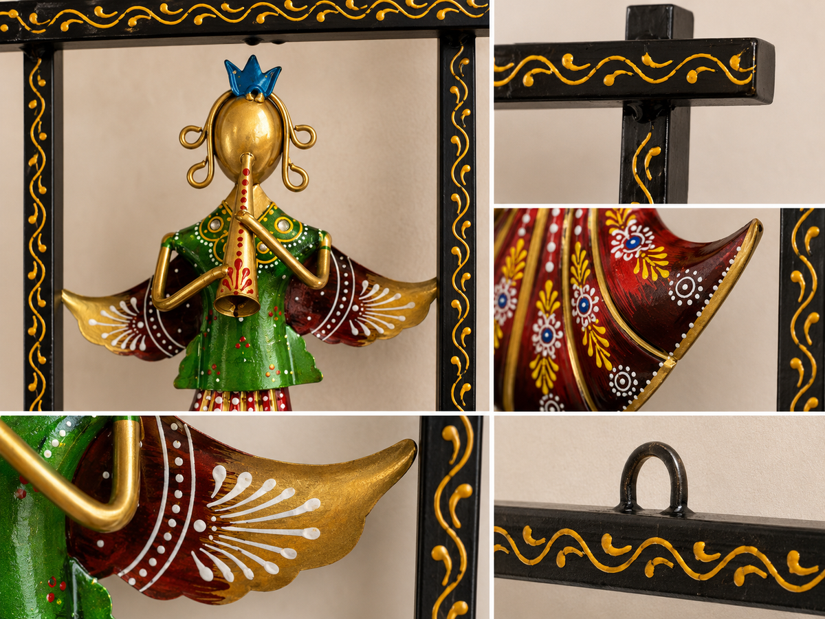 Handcrafted Indian Wall Decor Set of 3 | Ethnic Metal Wall Art Hanging | Traditional Folk Home Décor - Ira World Art LLC