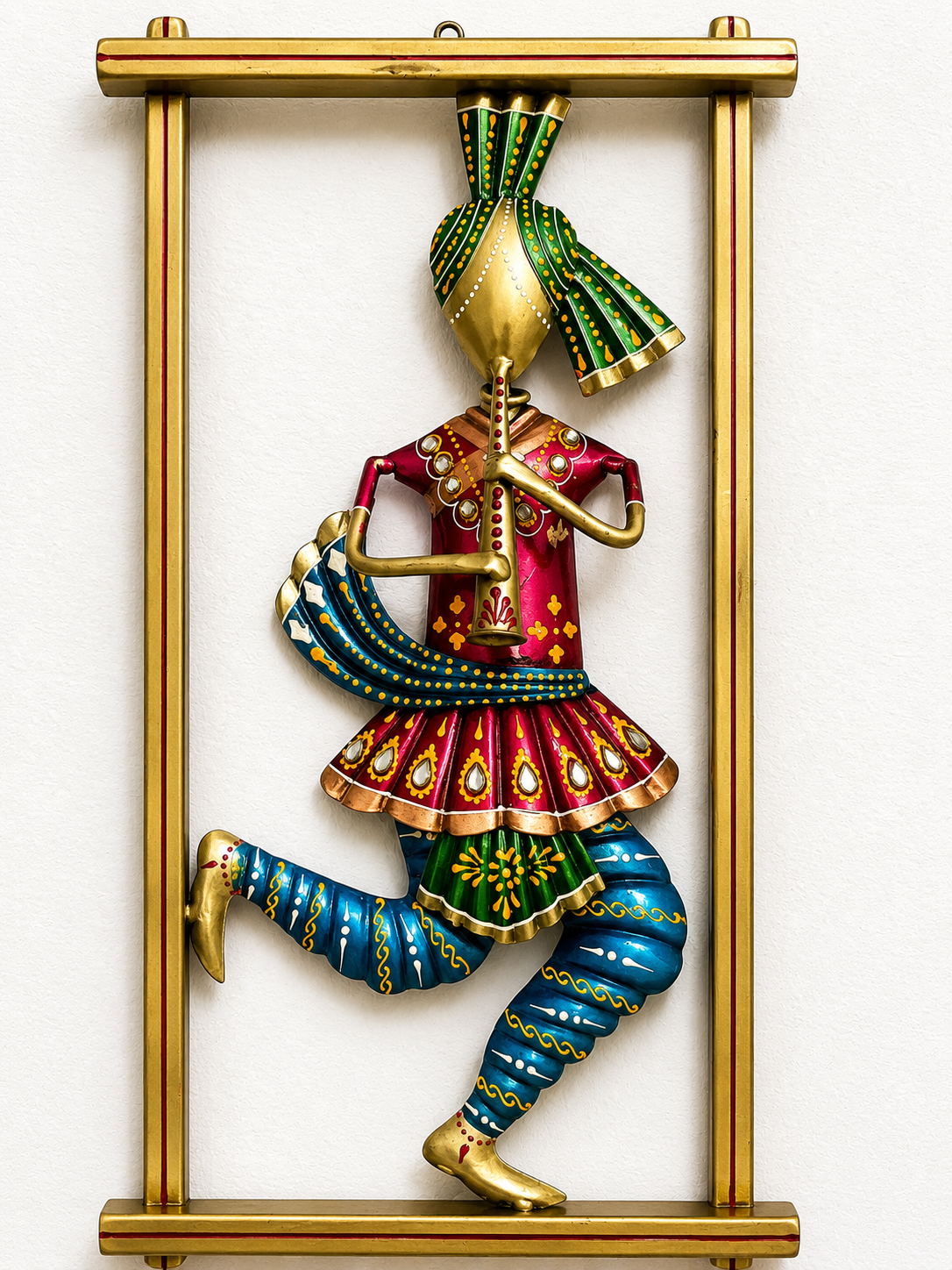 Handcrafted Indian Musician Wall Art Set of 3 | Ethnic Metal Wall Hanging | Colorful Traditional Home Decor - Ira World Art LLC