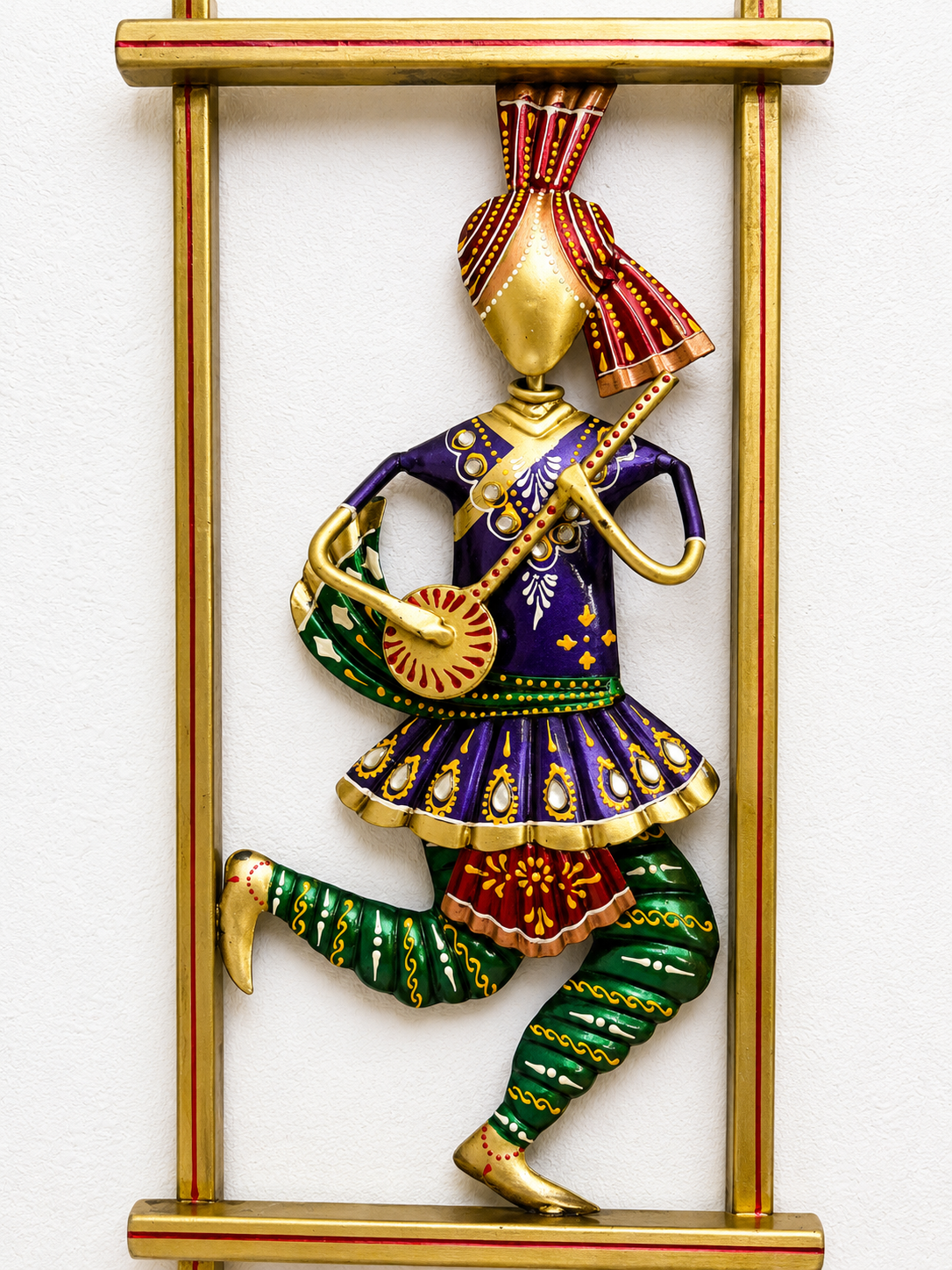 Handcrafted Indian Musician Wall Art Set of 3 | Ethnic Metal Wall Hanging | Colorful Traditional Home Decor - Ira World Art LLC