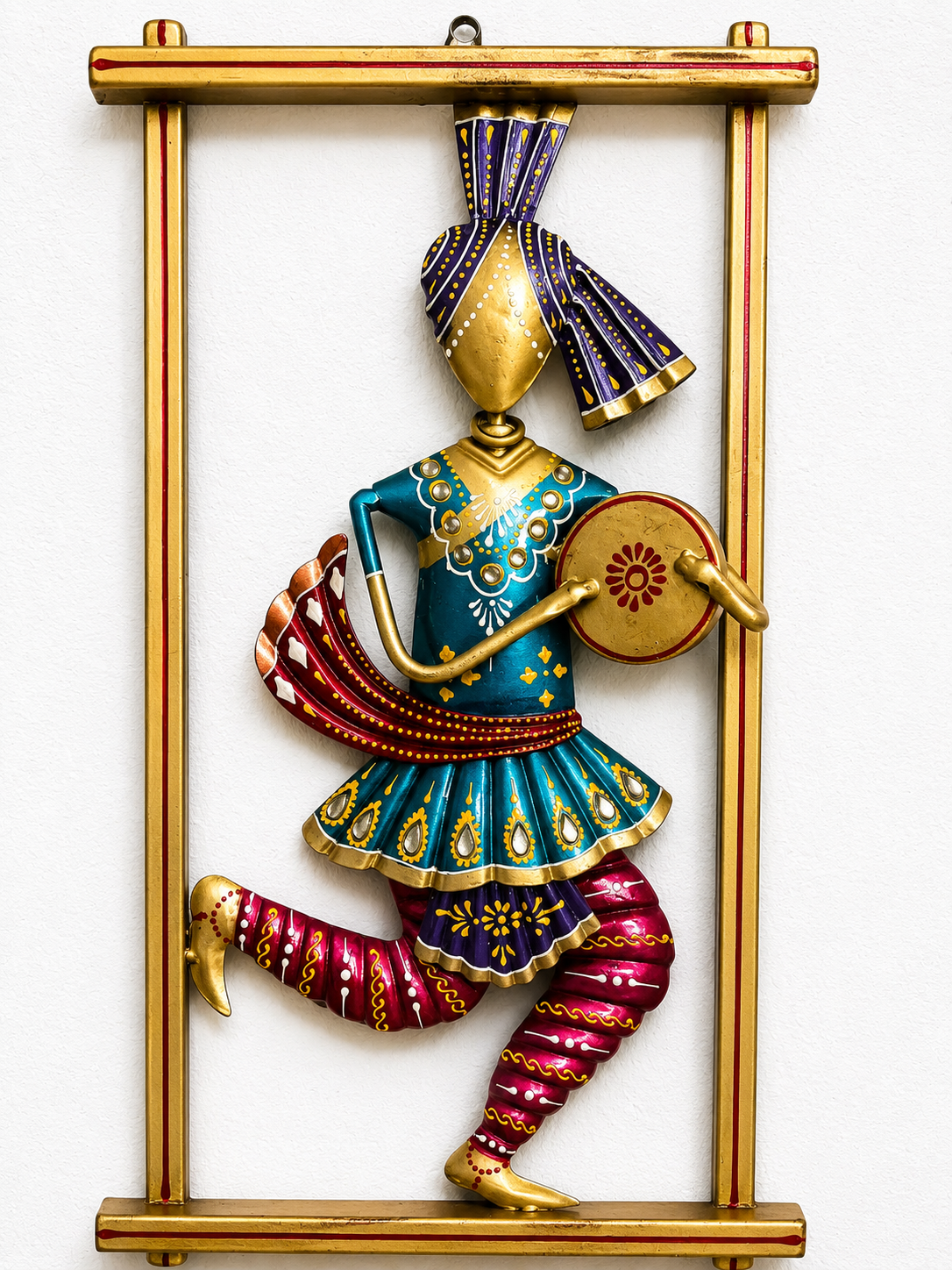Handcrafted Indian Musician Wall Art Set of 3 | Ethnic Metal Wall Hanging | Colorful Traditional Home Decor - Ira World Art LLC
