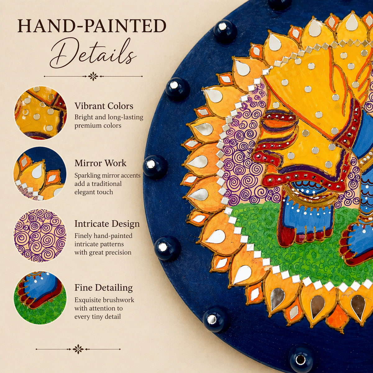 Handmade Krishna Feet Wall Decor - Spiritual Indian Hindu Mandala Art Painting, Pooja Gift - Ira World Art LLC