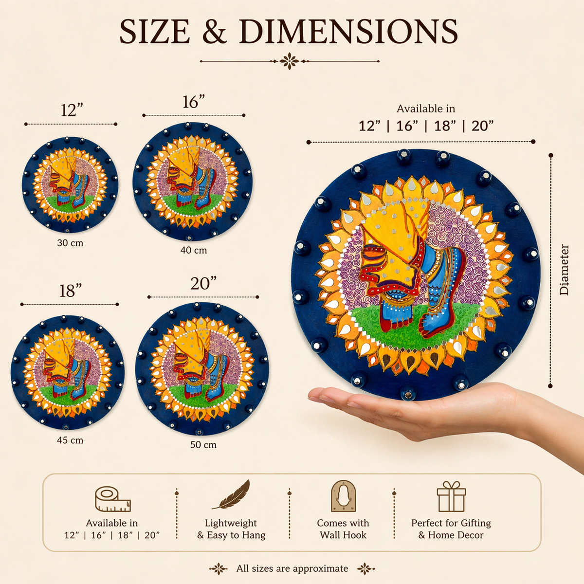 Handmade Krishna Feet Wall Decor - Spiritual Indian Hindu Mandala Art Painting, Pooja Gift - Ira World Art LLC