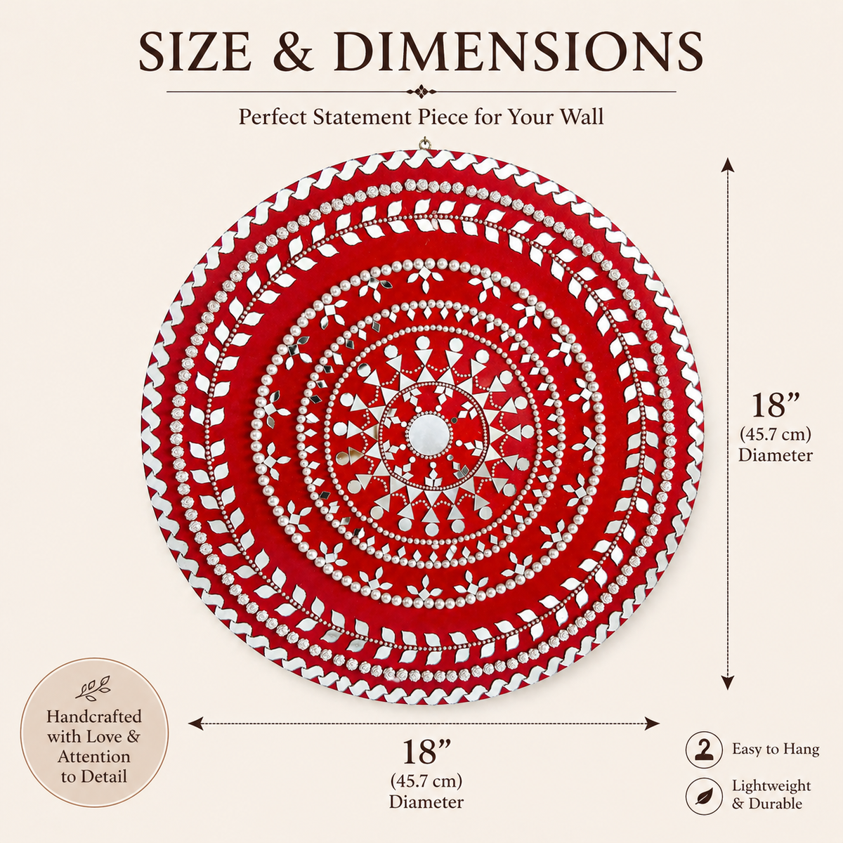 Handmade Mandala Wall Mirror - Indian Wooden Wall Art, Decorative Art Decor - Ira World Art LLC