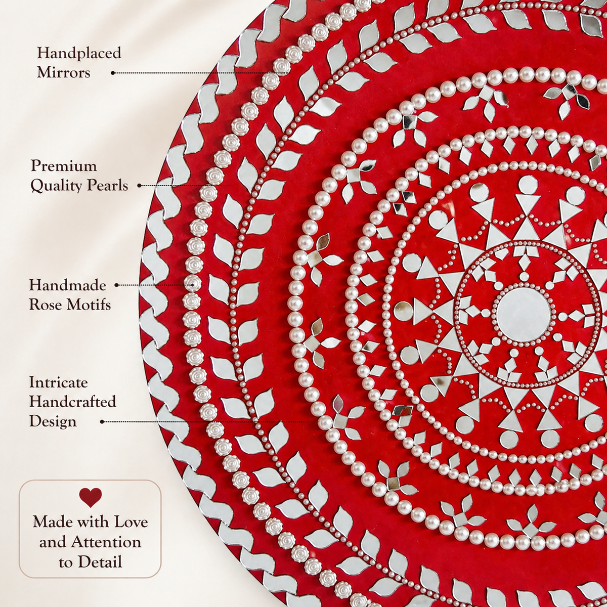 Handmade Mandala Wall Mirror - Indian Wooden Wall Art, Decorative Art Decor - Ira World Art LLC