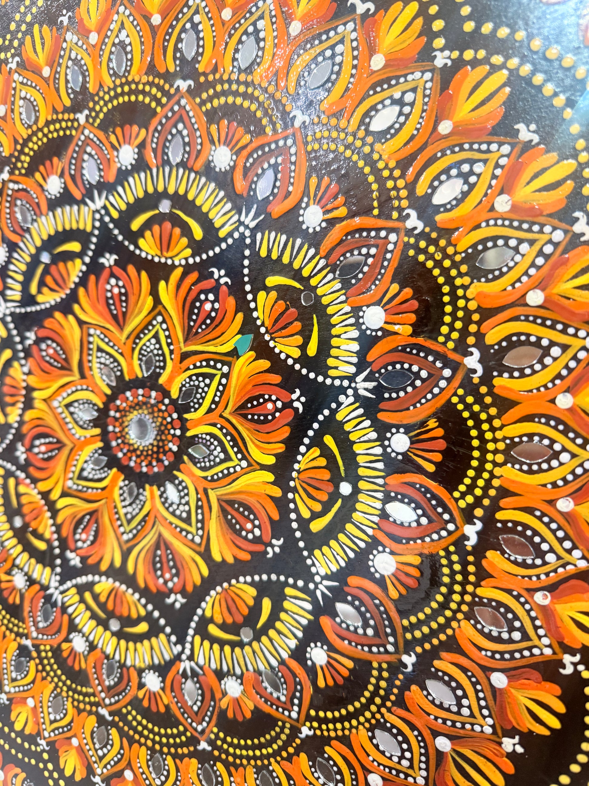Hand-Painted Mandala Wall Art with Mirror Accents –  Round | Acrylic on MDF Wood - Ira World Art LLC