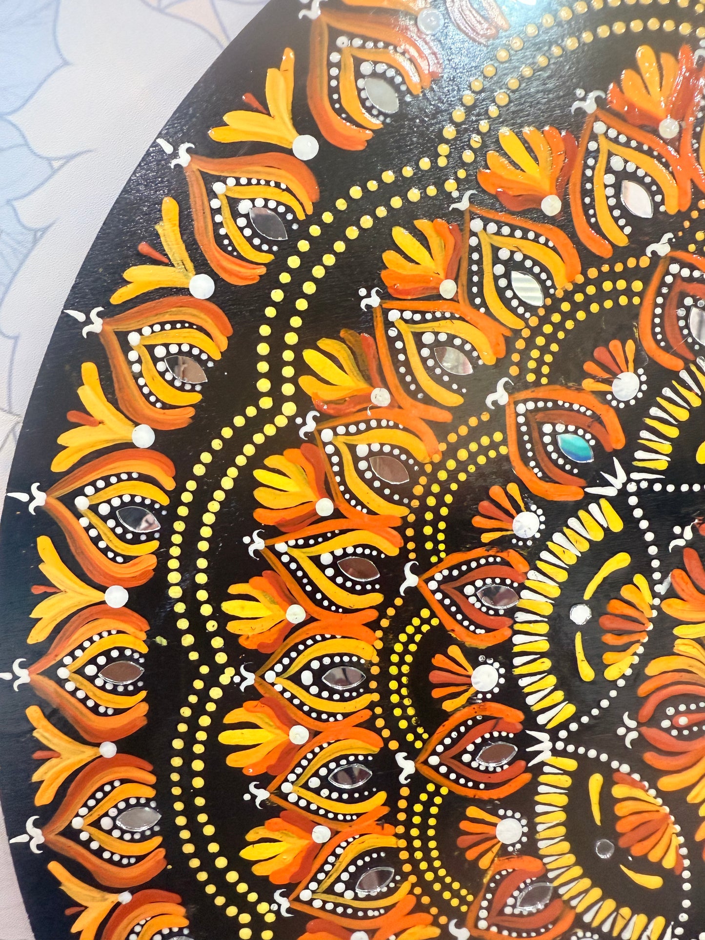 Hand-Painted Mandala Wall Art with Mirror Accents –  Round | Acrylic on MDF Wood - Ira World Art LLC