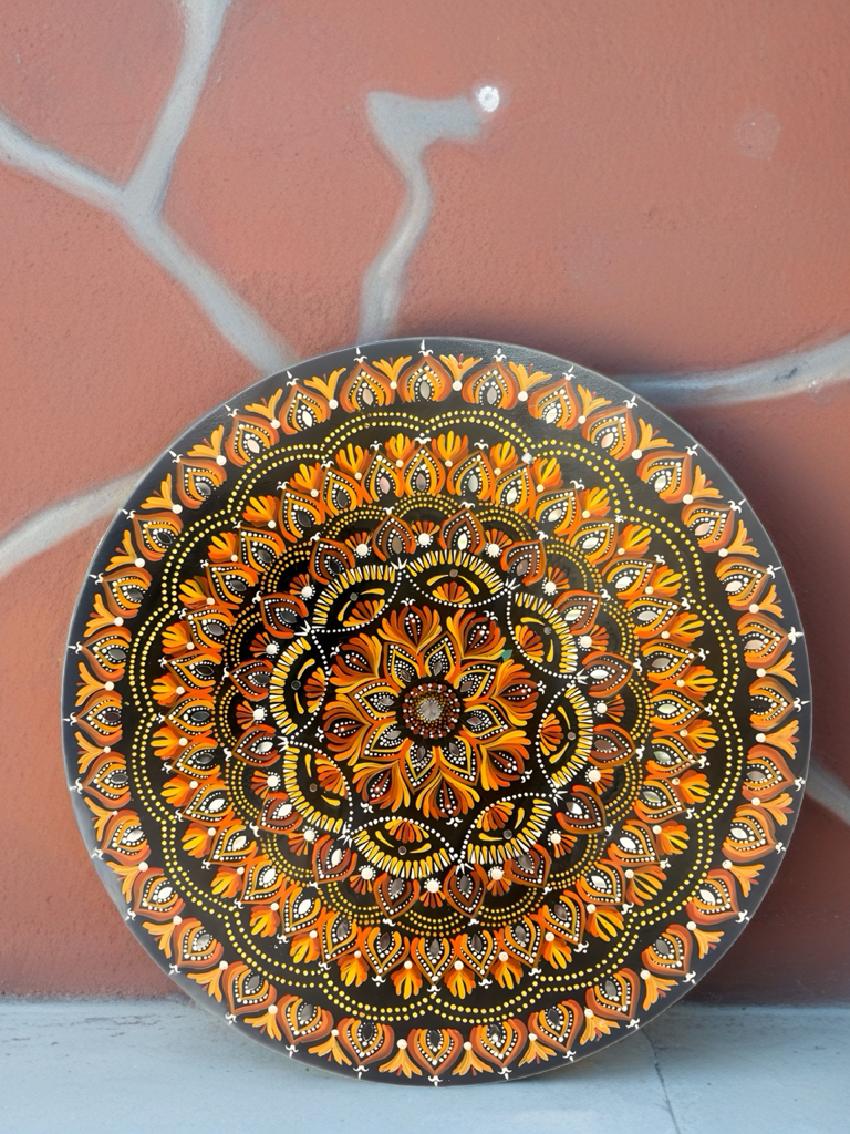 Hand-Painted Mandala Wall Art with Mirror Accents –  Round | Acrylic on MDF Wood - Ira World Art LLC