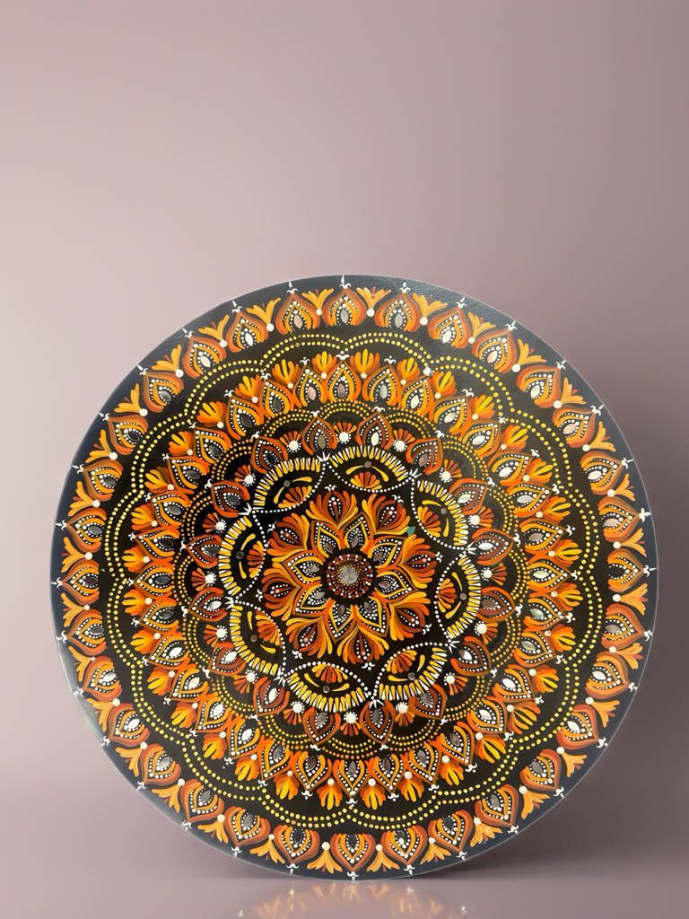 Hand-Painted Mandala Wall Art with Mirror Accents –  Round | Acrylic on MDF Wood - Ira World Art LLC