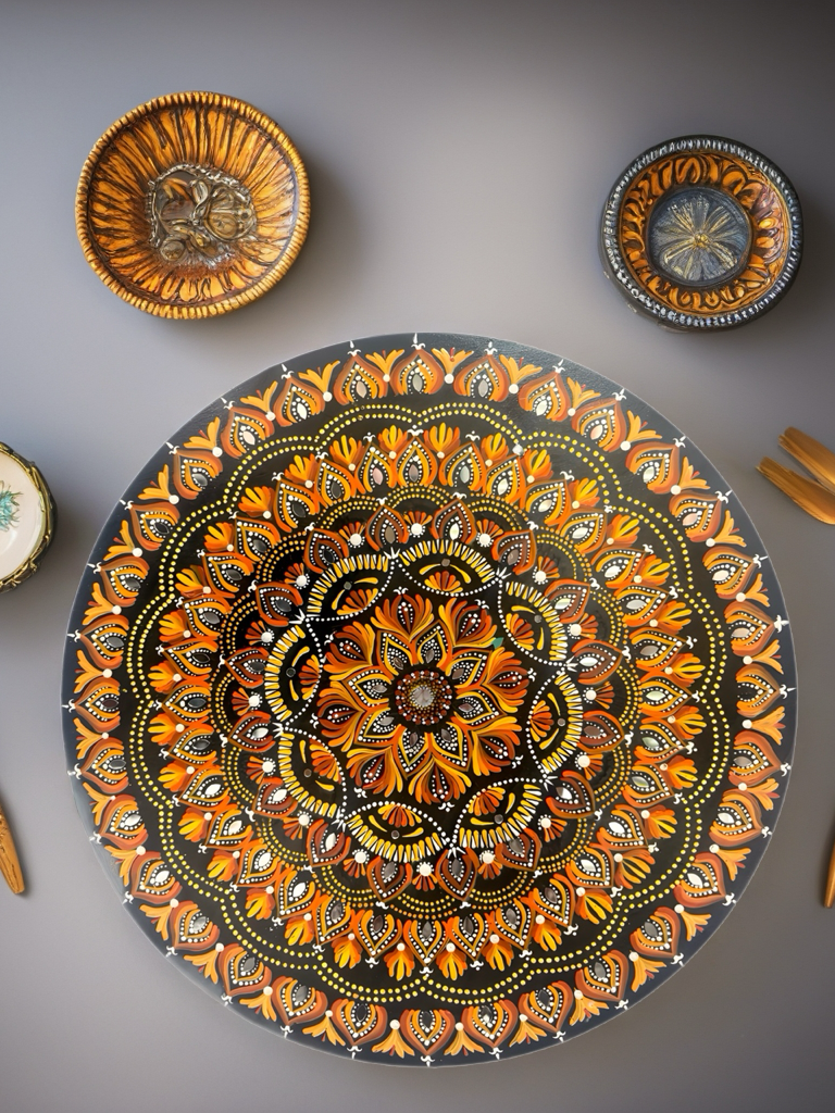 Hand-Painted Mandala Wall Art with Mirror Accents –  Round | Acrylic on MDF Wood - Ira World Art LLC