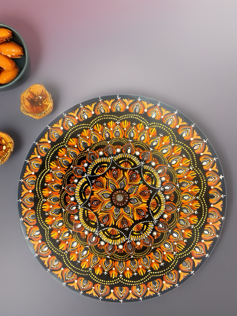 Hand-Painted Mandala Wall Art with Mirror Accents –  Round | Acrylic on MDF Wood - Ira World Art LLC