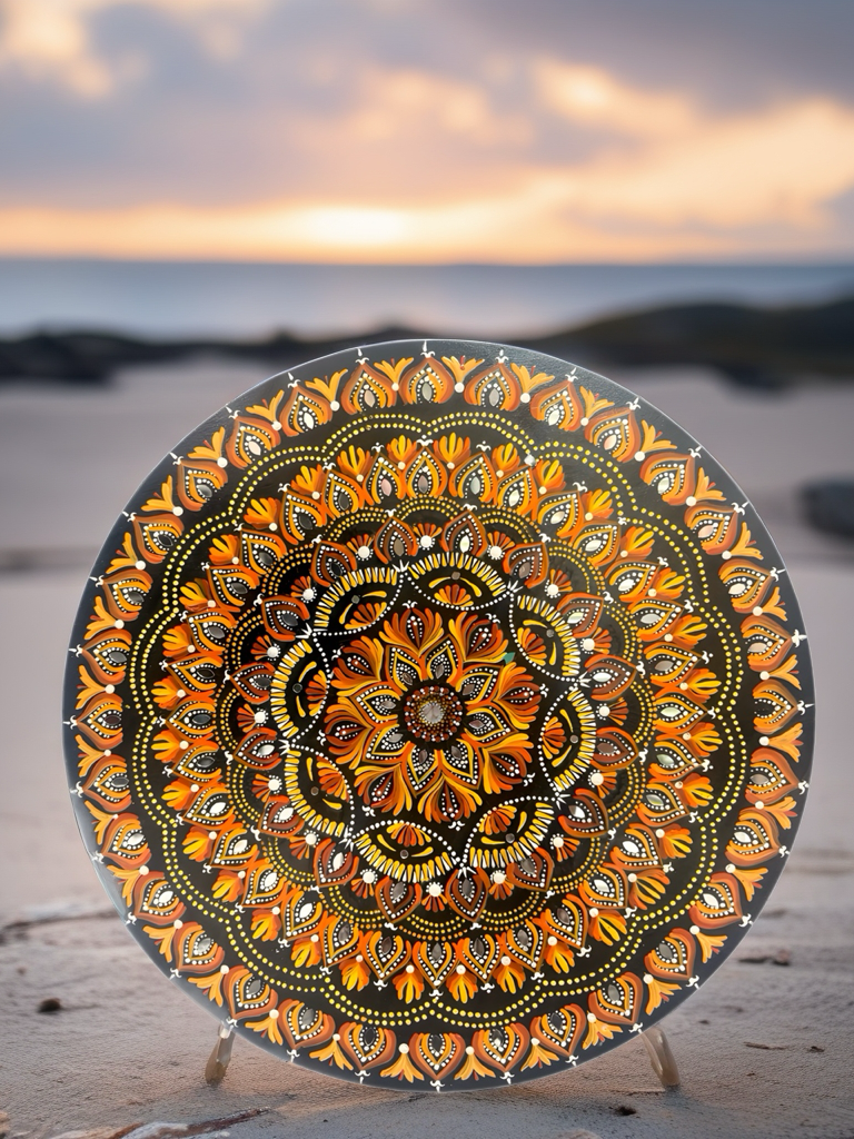 Hand-Painted Mandala Wall Art with Mirror Accents –  Round | Acrylic on MDF Wood - Ira World Art LLC
