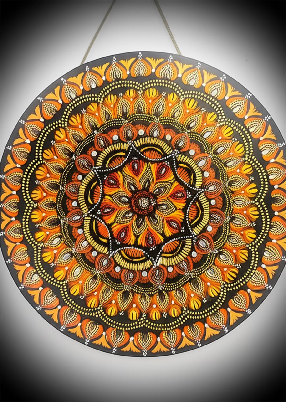 Hand-Painted Mandala Wall Art with Mirror Accents –  Round | Acrylic on MDF Wood - Ira World Art LLC