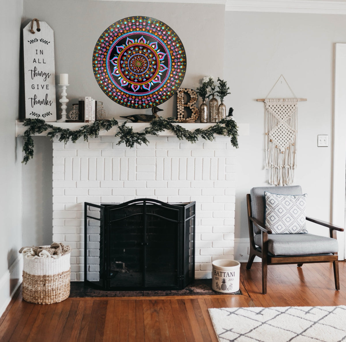 Colorful Geometric Mandala Painting – Handmade Wooden Wall Decor, Meditation Room Art - Ira World Art LLC