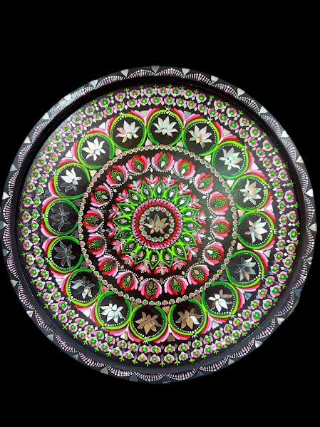 Handmade Mandala Wall Art – 24” Round Acrylic Painting with Mirrors & Clay on MDF - Ira World Art LLC