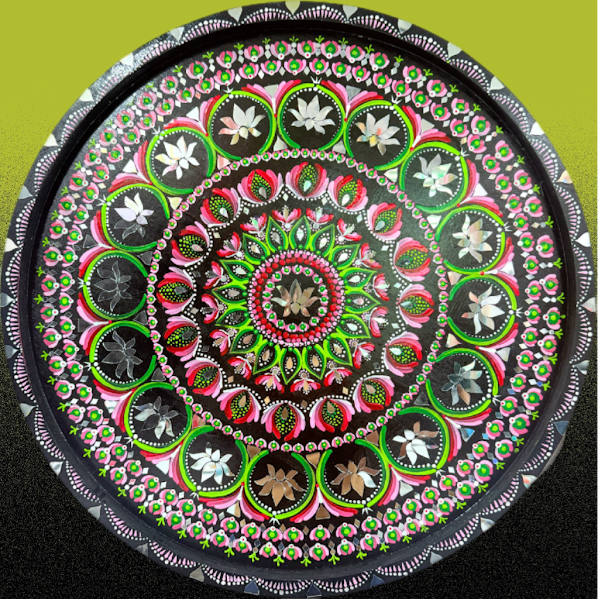 Handmade Mandala Wall Art – 24” Round Acrylic Painting with Mirrors & Clay on MDF - Ira World Art LLC