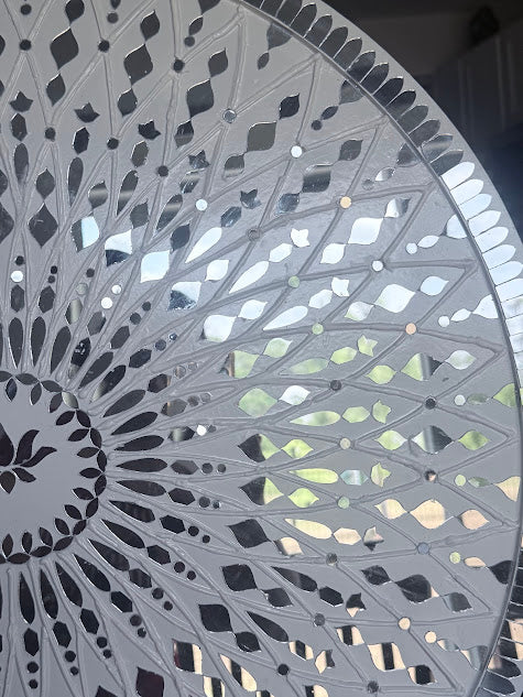 Mandala Mirror Wall Art | 25x25 Round Handmade Geometric Wall Hanging | Boho Chic Mirror Mosaic Decor on MDF - Ira World Art LLC