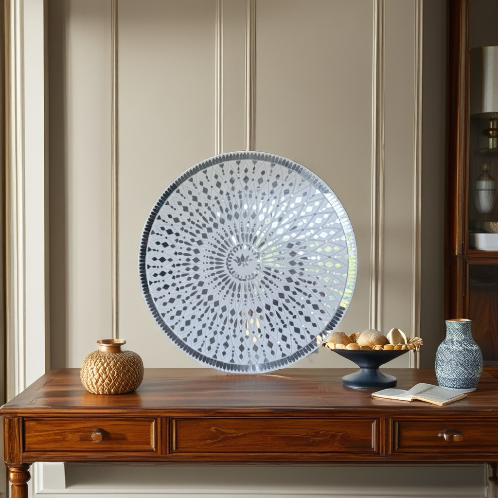Mandala Mirror Wall Art | 25x25 Round Handmade Geometric Wall Hanging | Boho Chic Mirror Mosaic Decor on MDF - Ira World Art LLC