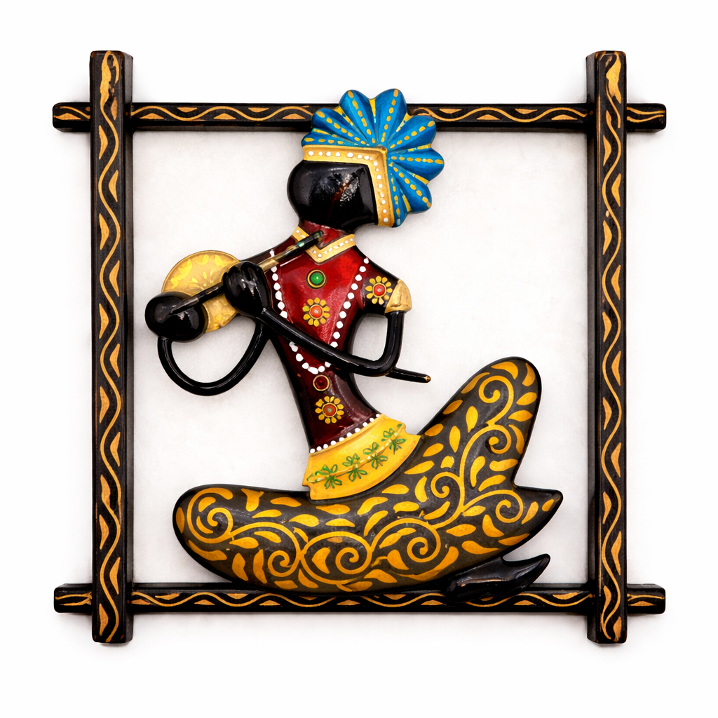 Set of 3 Handmade Rajasthani Ethnic Art Wall Hangings, Handcrafted Sculpture Figurines - Ira World Art LLC