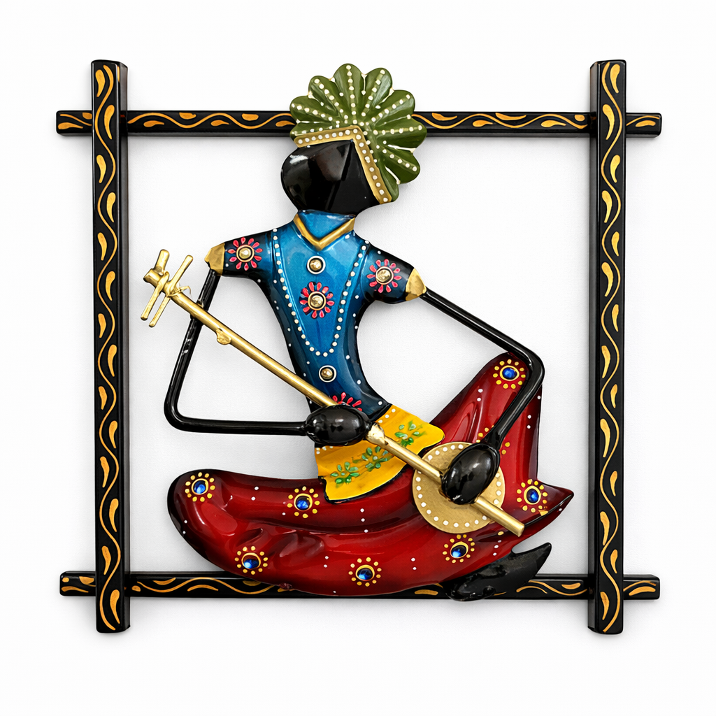 Set of 3 Handmade Rajasthani Ethnic Art Wall Hangings, Handcrafted Sculpture Figurines - Ira World Art LLC